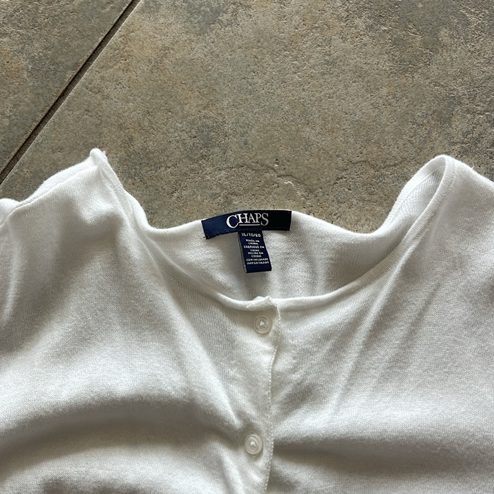 Chaps women’s 3/4 sleeve cotton cardigan NWOT - Picture 2 of 2